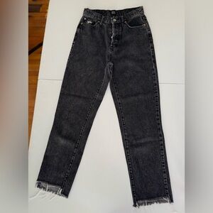 BDG Urban Outfitters Slim Straight Jeans Size 25 Washed Black Raw Hem Vintage